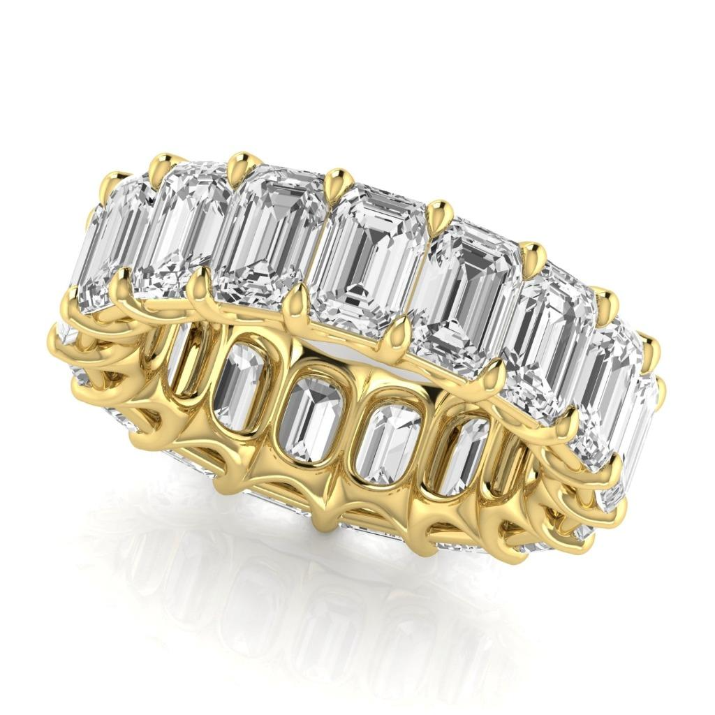 Diamant Taille Émeraude Eternity Band en Or Jaune 14 Carats – vue de côté