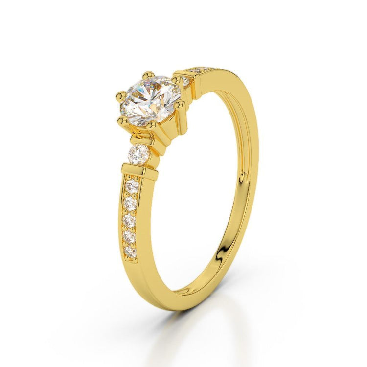 Taille Brillant Brillant bague en Or Jaune 14 Carats – vue principale