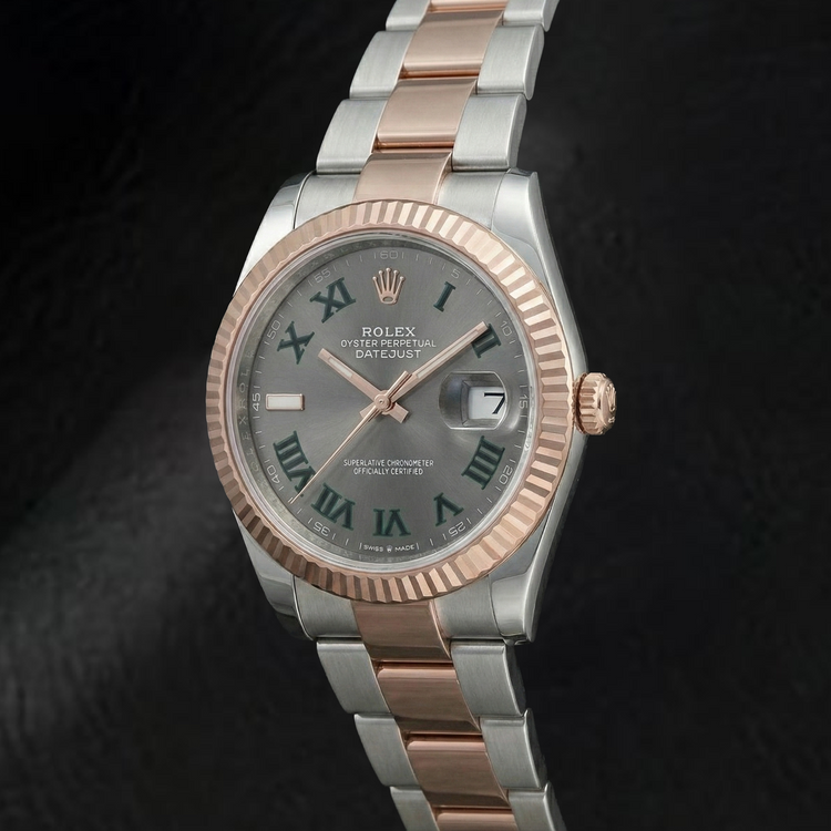 126331 Montre Rolex pour homme, cadran gris or bicolore 18 carats