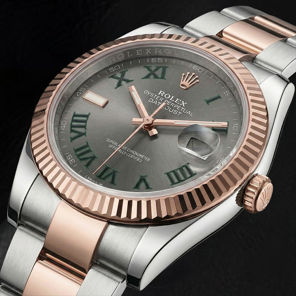 126331 Montre Rolex pour homme, cadran gris or bicolore 18 carats