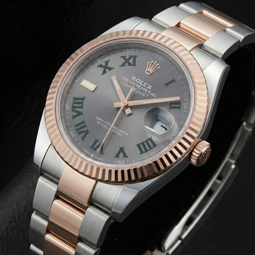 126331 Montre Rolex pour homme, cadran gris or bicolore 18 carats