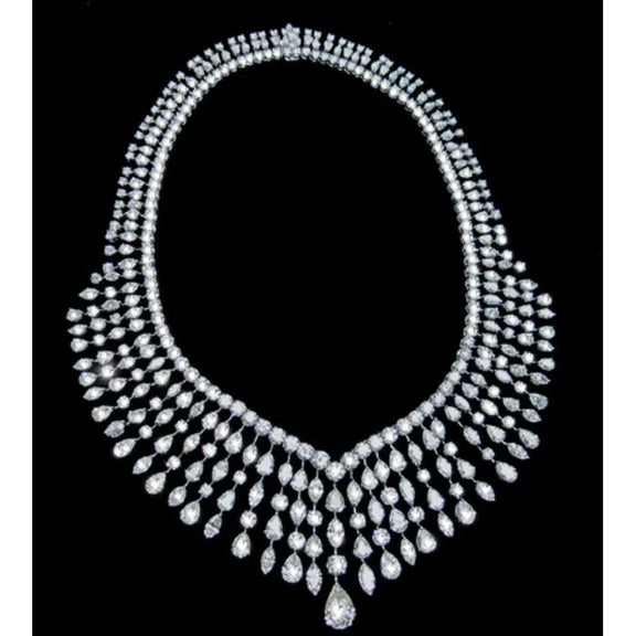 129.07 Carat Réel Diamants Bijoux De Mariée Collier Pendentif Platine