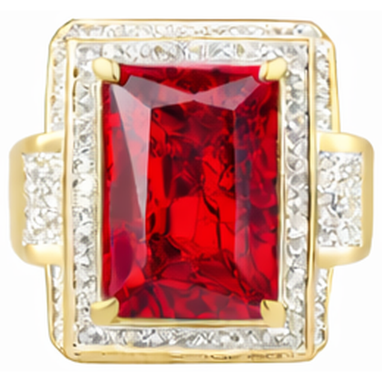 13 carats Gros émeraude Taille Rouge Bague Rubis Homme Avec Diamant Naturels Extraits des Mines ( et non cultivés en laboratoire ) Ur Jaune 14K