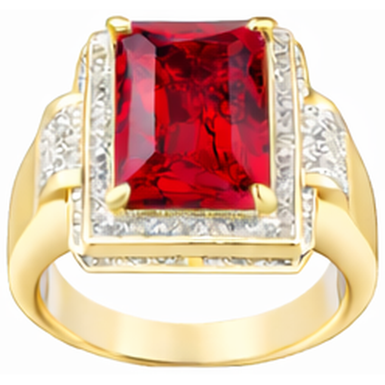 13 carats Gros émeraude Taille Rouge Bague Rubis Homme Avec Diamant Naturels Extraits des Mines ( et non cultivés en laboratoire ) Ur Jaune 14K
