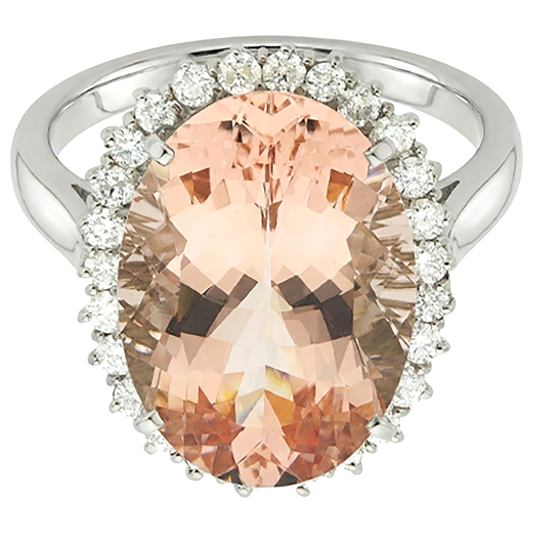 naturel oval morganite 14.25carats bague angle de côté