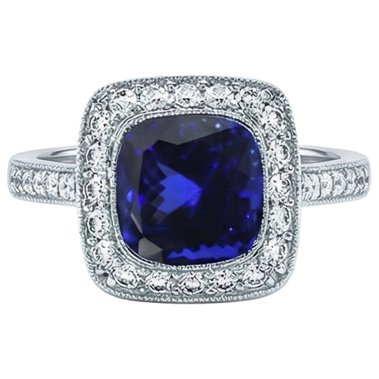 naturel cushion tanzanite 14.75carats bague angle de côté