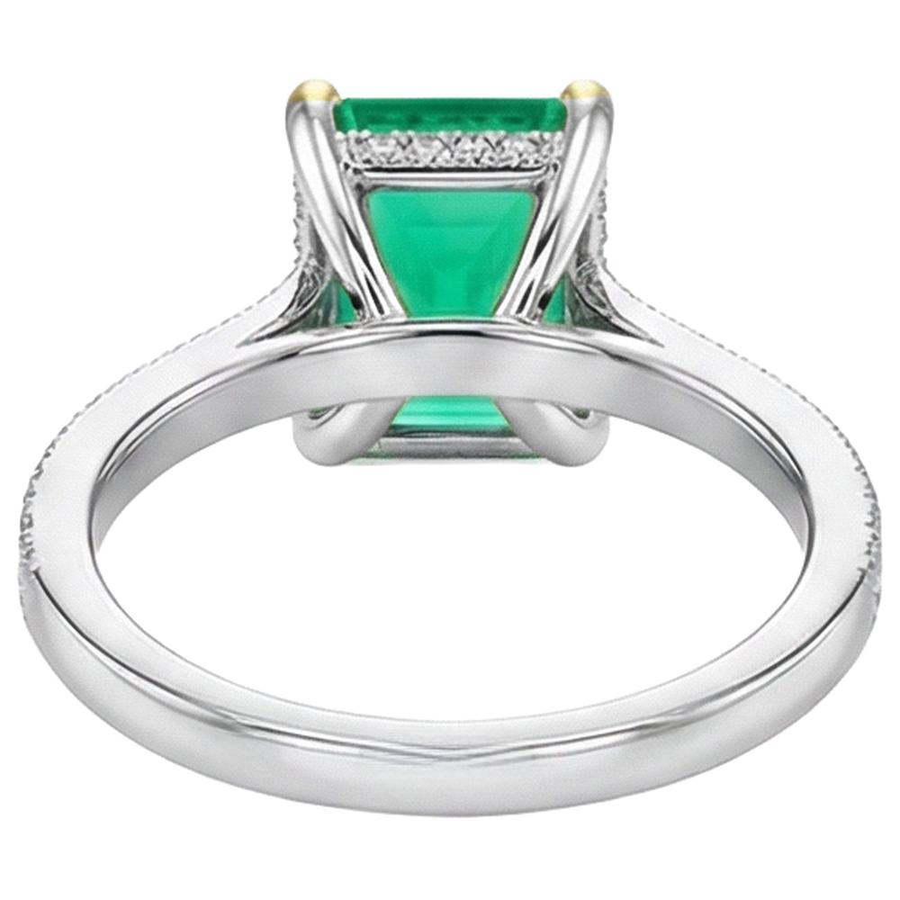 Brillant Émeraude Colombienne Bague Pierre de Couleur 2 carats – vue de dessus