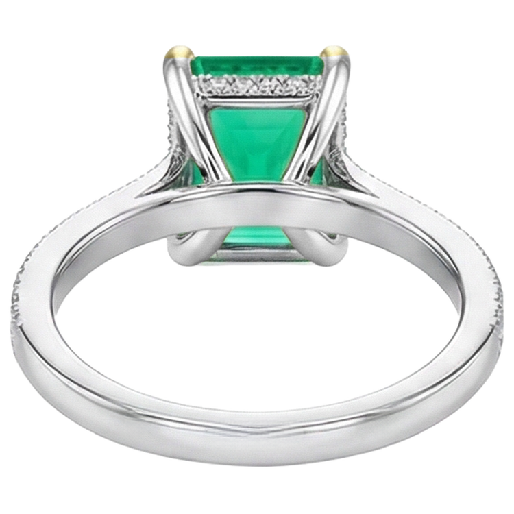 Brillant Émeraude Colombienne Bague Pierre de Couleur 2 carats – vue de dessus