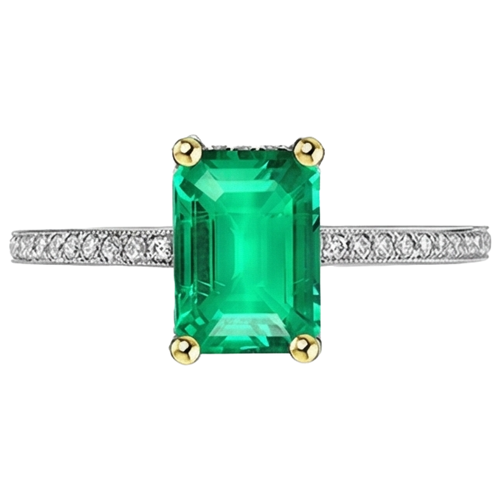 Émeraude Colombienne Bague Pierre de Couleur – vue d'angle