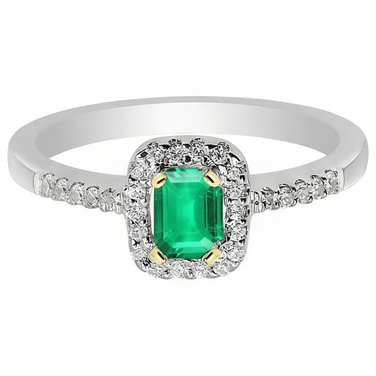 Exquis Émeraude Fine Bague Pierre de Couleur 1 carats – vue de côté
