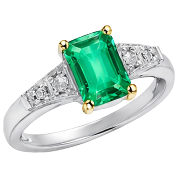 Confectionné main Émeraude Fine Bague Pierre de Couleur 2 carats – vue de face