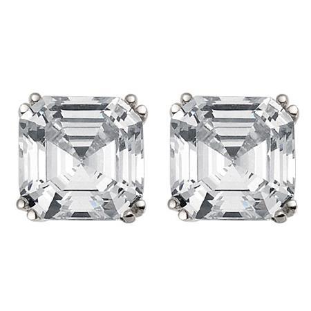 14K Or Blanc Femmes Asscher Cut 4 Carats Boucles D'Oreilles Naturel Diamant Fine