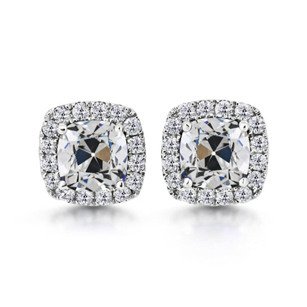 Puces d'Oreilles Or Blanc 14 Carats avec Diamant Fin – vue principale