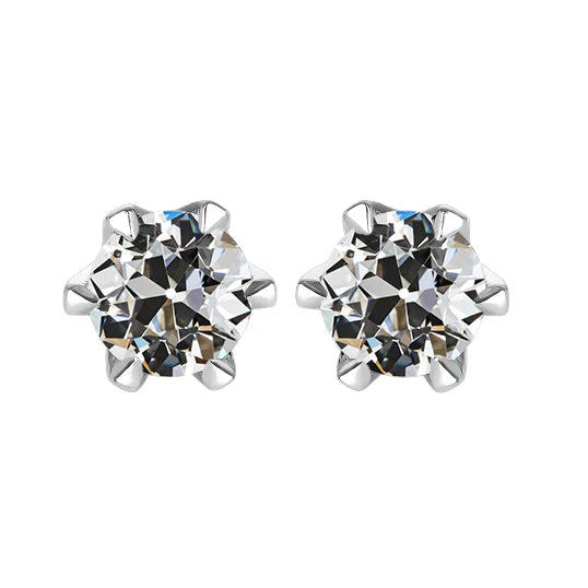 Puces d'Oreilles Or 14K Blanc avec Diamant Fin – vue principale