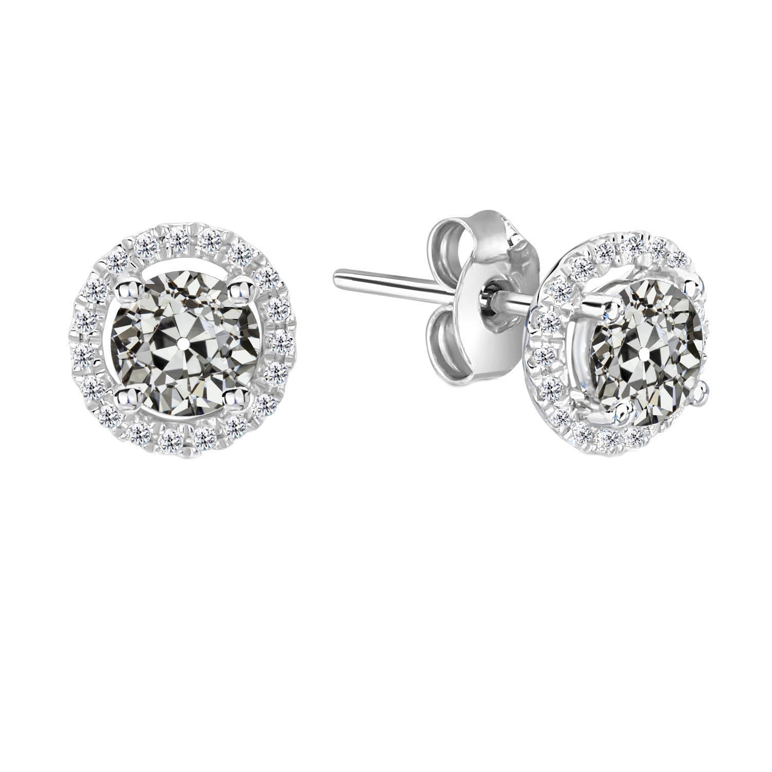 Pendants d'Oreilles Or 14K Blanc avec Diamant – vue principale