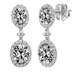 3 carats Diamant Fin Puces d'Oreilles en Or Blanc 14 Carats