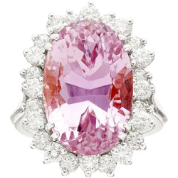 Or Blanc 14 Carats Kunzite Kunzite Bague Pierre Précieuse 20