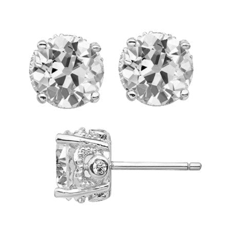 Diamant Boucles d'Oreilles 6 carats Or 14K Blanc – vue principale