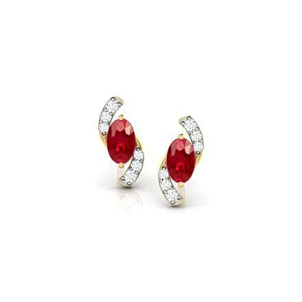 Rubis Birman Gemstone Earring 2,60 carats Or 14K Jaune – vue principale