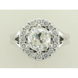 Brillant Bague de Fiançailles Halo – Pavé 2 carats Or Blanc 14
