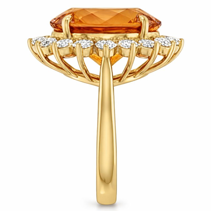 Bague Pierre Précieuse Or Jaune 14 Carats avec Citrine Dorée – vue principale