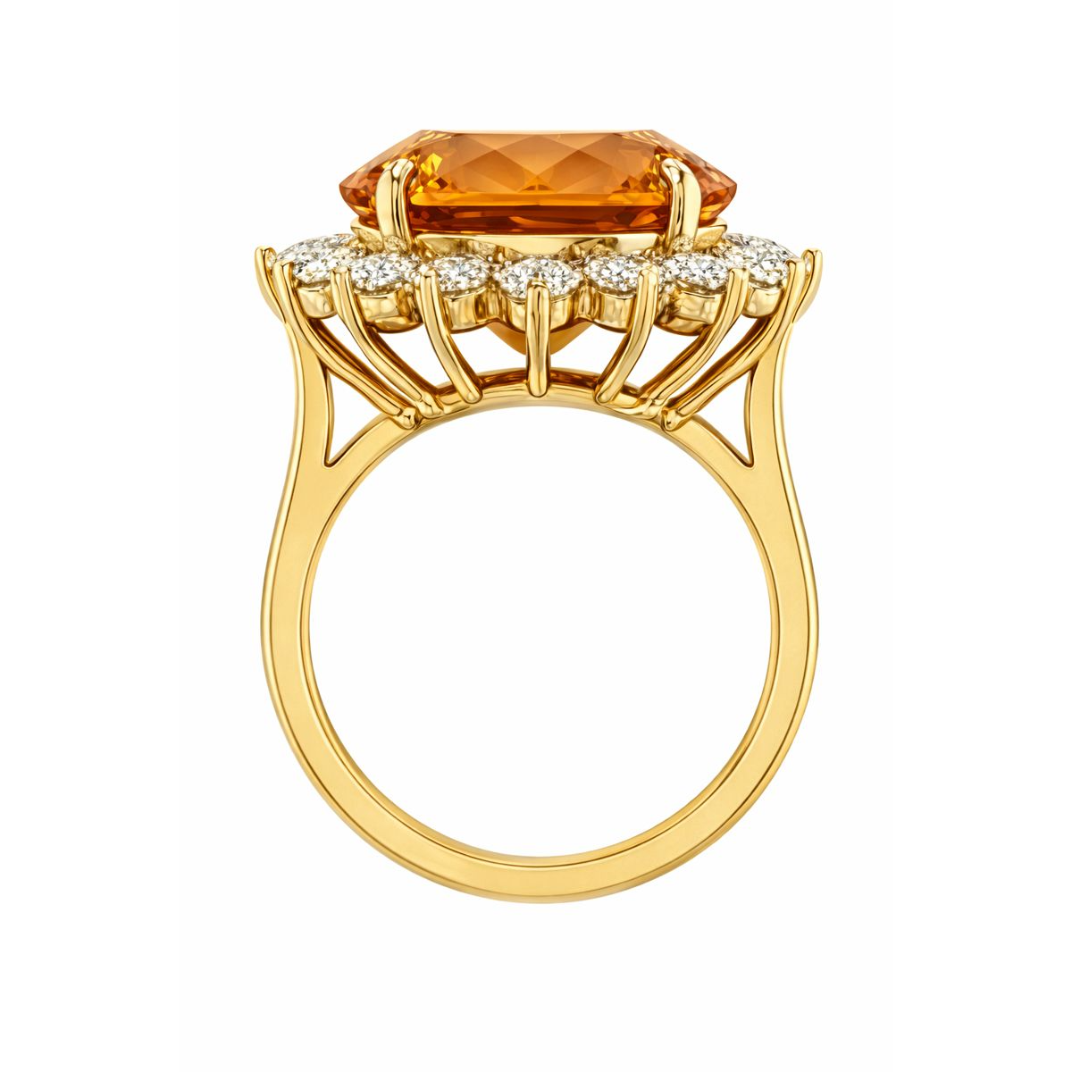 Bague Pierre Précieuse Or Jaune 14 Carats avec Citrine Dorée – vue de face