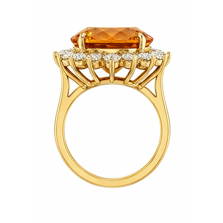 Bague Pierre Précieuse Or Jaune 14 Carats avec Citrine Dorée – vue de face