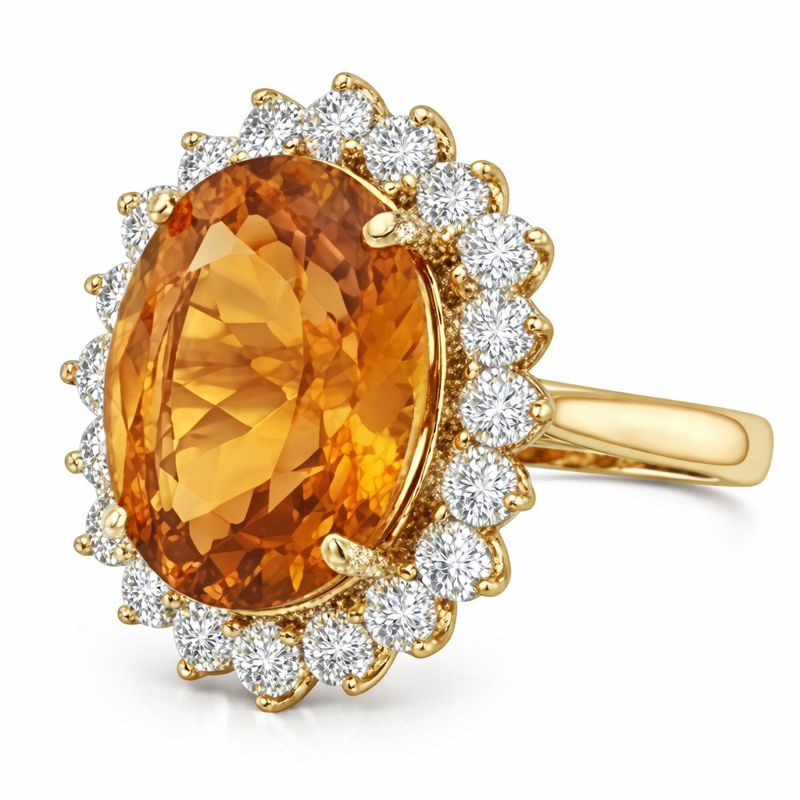 Éblouissant Citrine Dorée Bague Pierre Précieuse 15,50 carats – vue de côté
