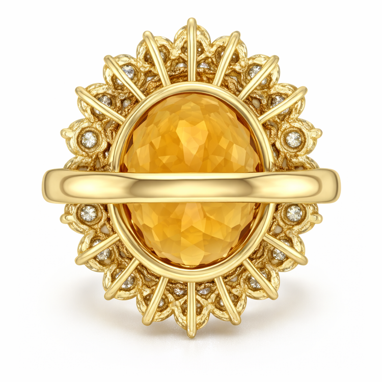 Éblouissant Citrine Dorée Bague Pierre Précieuse 15,50 carats – vue de profil