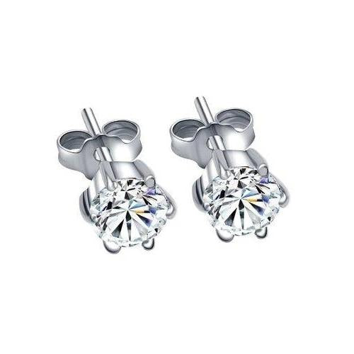 Boucles d'Oreilles Or 14K Blanc avec Brillant – vue principale