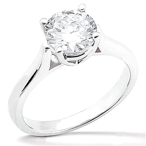 Brillant Taille Brillant Bague Mono-Pierre en Or 14K Rose – vue principale