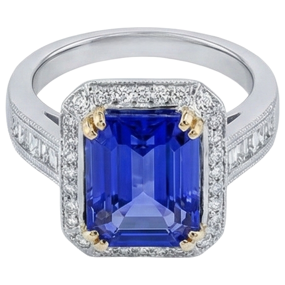 naturel tanzanite 16.50carats alliance angle de côté