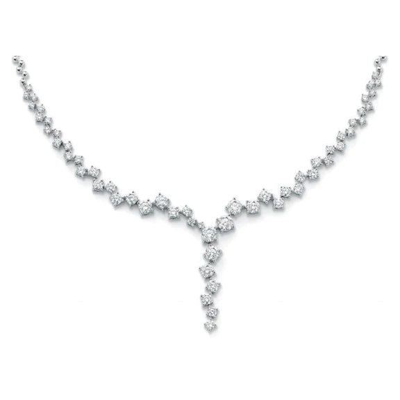 16 Carats Réel Diamant Rond Femmes Bijoux Collier Solide Or Blanc 14K