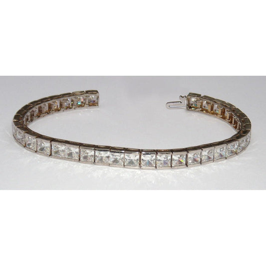 16.20 carats. Bracelet Tennis Véritable Diamants Princesse