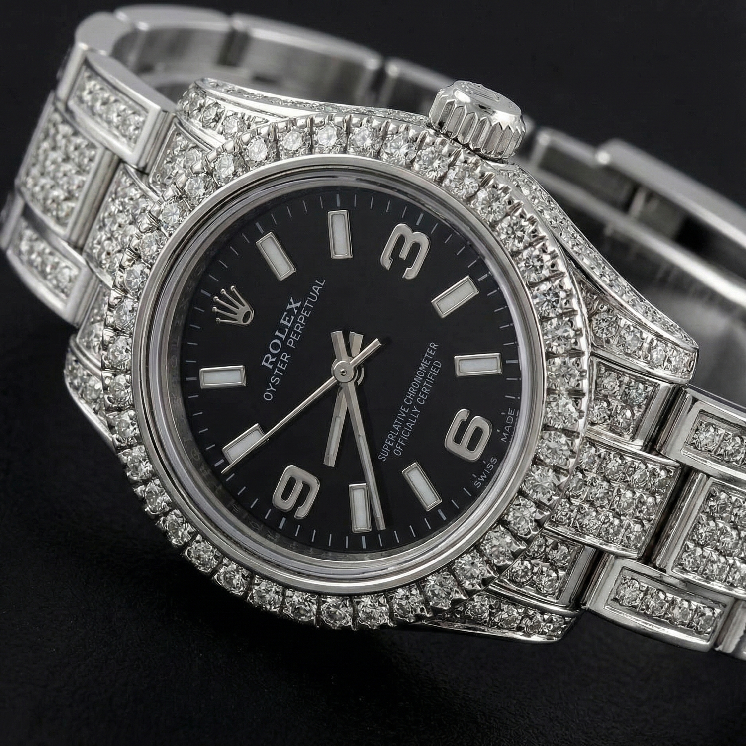 176200 Montre femme Rolex huître Perpétuelle glacée 26 mm