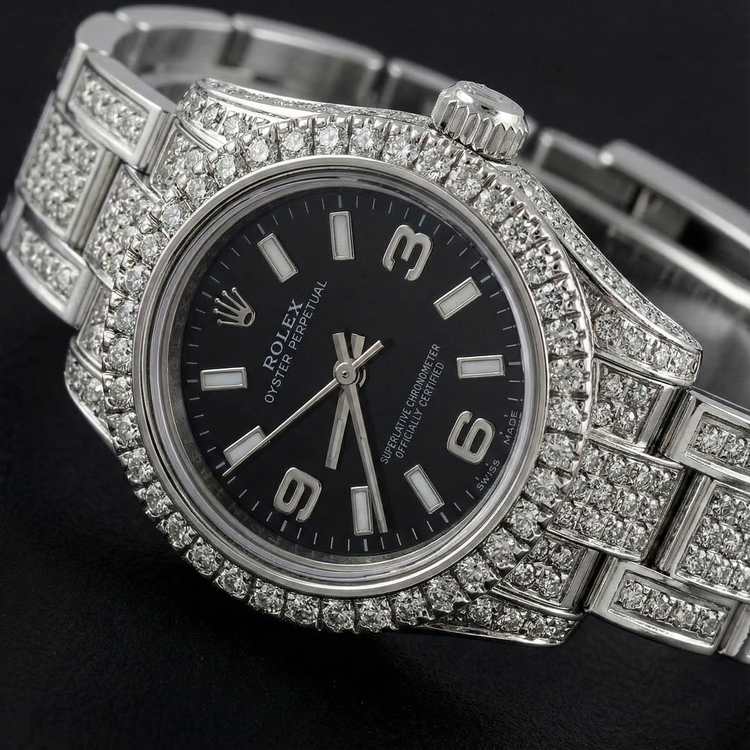 176200 Montre femme Rolex huître Perpétuelle glacée 26 mm