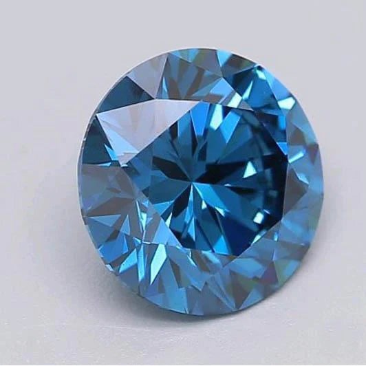 Taille Ronde Saphir Bleu Royal bague en Gold – vue de face