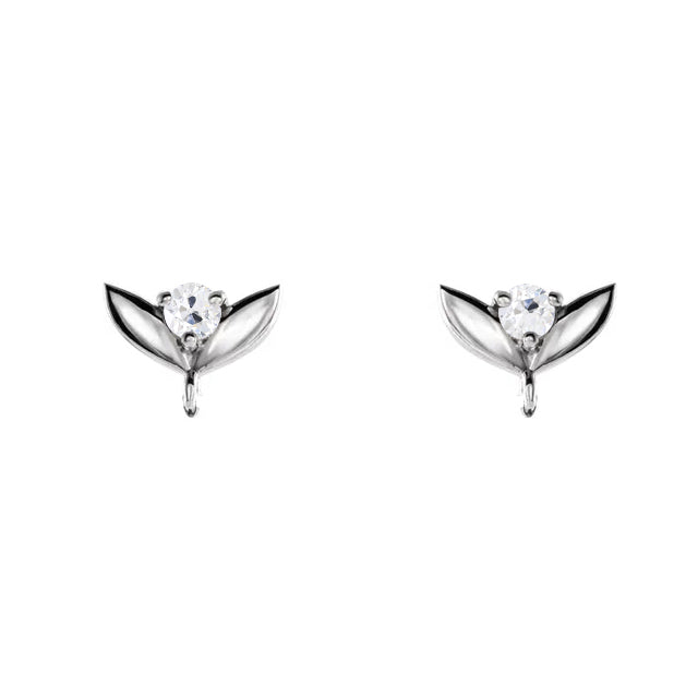 Diamant Fin Taille Old Mine Boucles d'Oreilles en Or 14K Blanc – vue principale