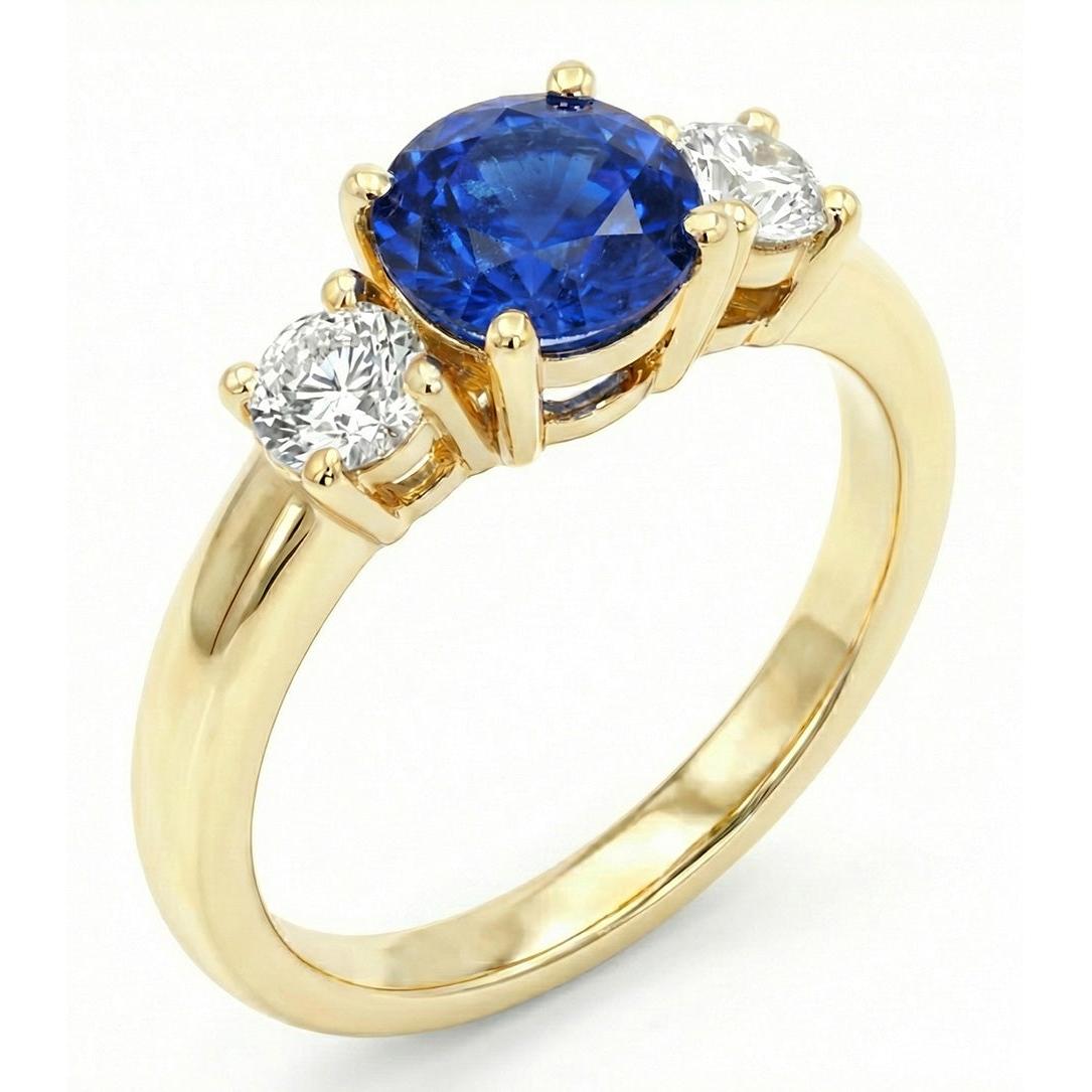 Bague de fiançailles diamant à trois pierres de 1 carat en or jaune 14K