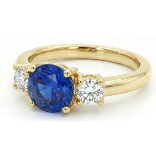 Bague de fiançailles diamant à trois pierres de 1 carat en or jaune 14K