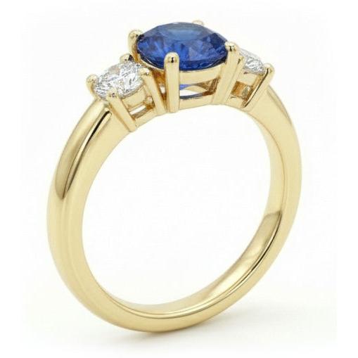 Bague de fiançailles diamant à trois pierres de 1 carat en or jaune 14K