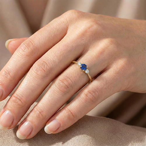 Bague de fiançailles diamant à trois pierres de 1 carat en or jaune 14K