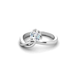 1.25 Carat Solitaire Tige Torsadée Bague Réel Diamant Rond Or Blanc