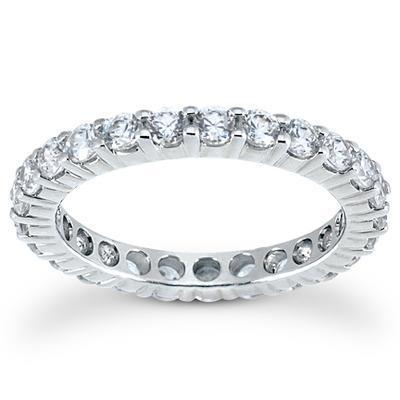 1.25 Ct Réel Diamant Rond Eternité Bande De Dames En Or Massif 14K