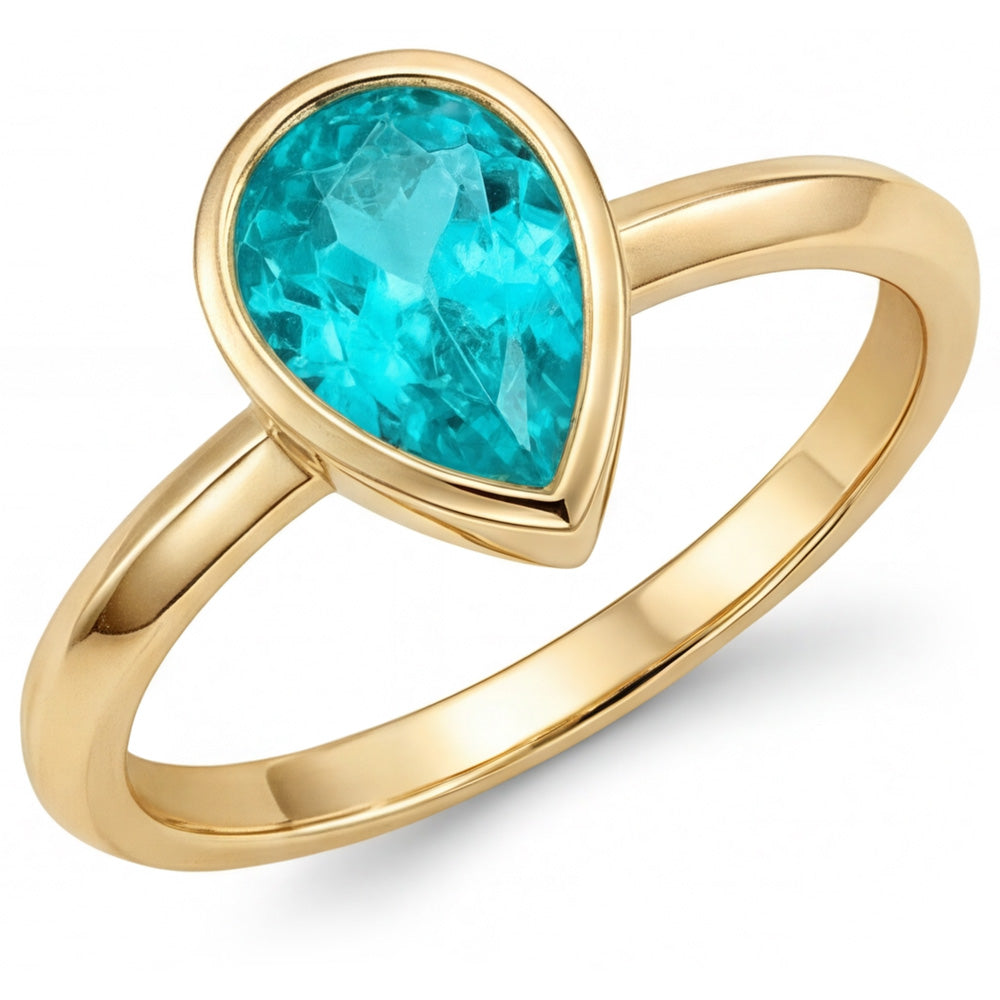 1,25 carats Tourmaline Paraiba Bague Pierre Précieuse en Or