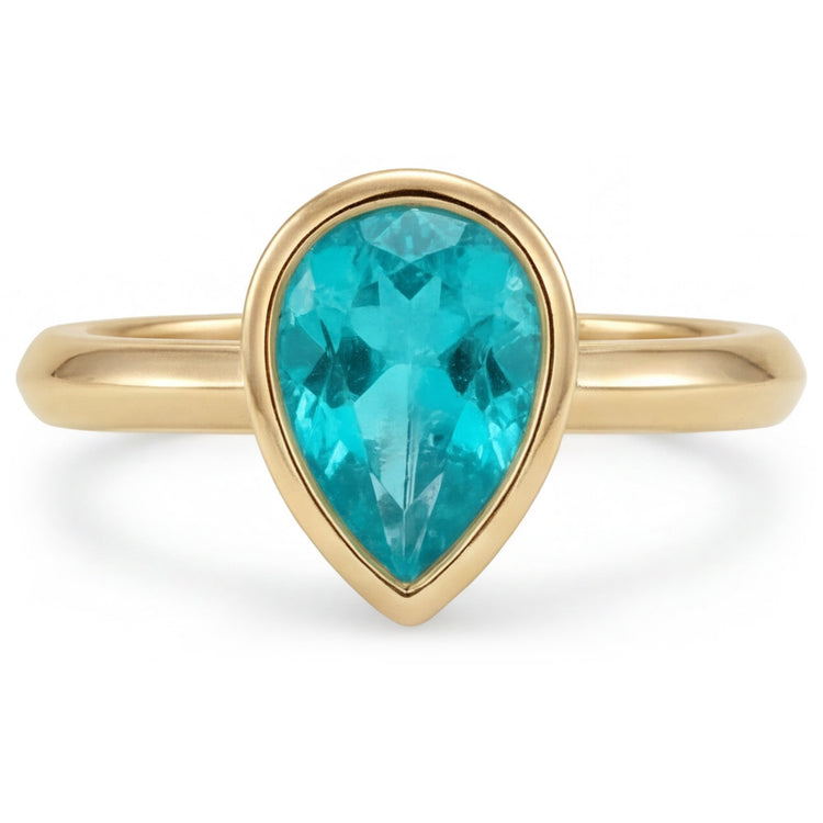 1,25 carats Tourmaline Paraiba Bague Pierre Précieuse en Or