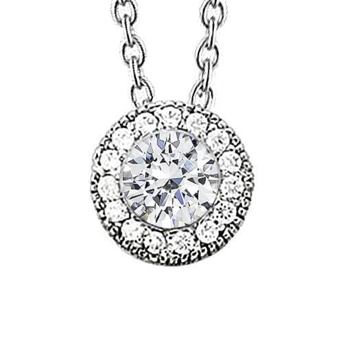 1.30 Carats Pendentif Réel Diamant Or Blanc 14K Nouveau