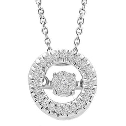 1.32 Carats Superbe Collier Pendentif Véritable Diamant Rond Or Blanc 14K