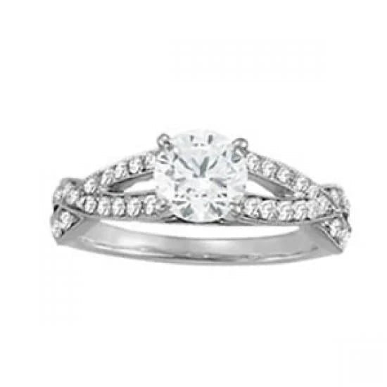 1.35 Ct. Bague Solitaire Réel Diamant Rond Avec Accents Or Blanc 14K
