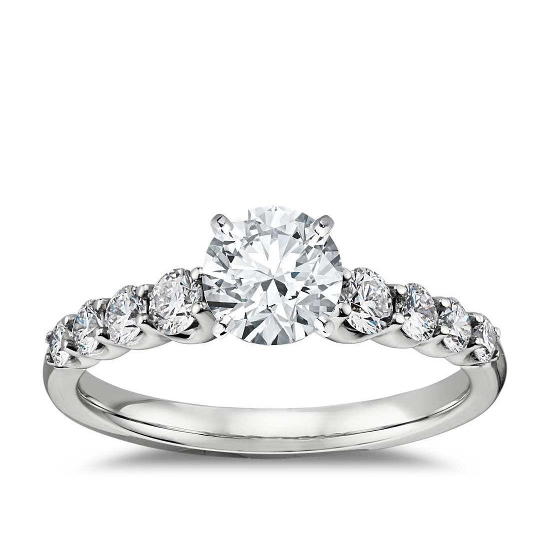 1.40 Carats Bague De Mariage Naturel Diamant Rond Or Blanc 14K